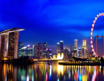 Singapour Ville de nuit Grand Roue Lumières
